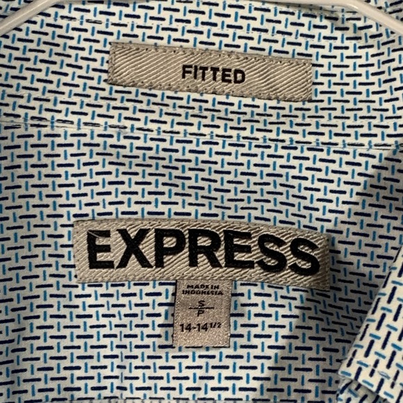 Y2K Express Fitted Shirt Geometric Print Long Sleeve Button Down‎ Mens 14-14 1/2 - Picture 1 of 6